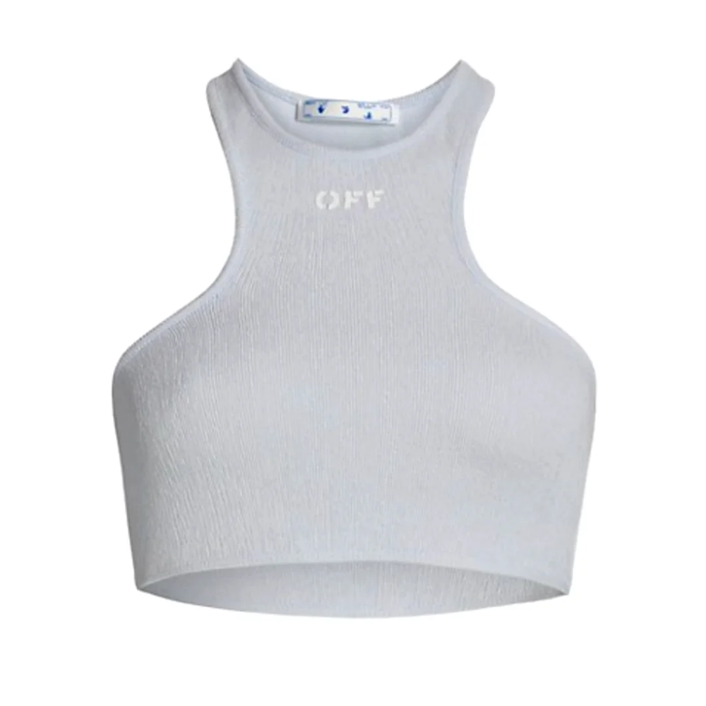 Off-White Ribbed Rowing Cropped Light Blue Top - Picture 4 of 9